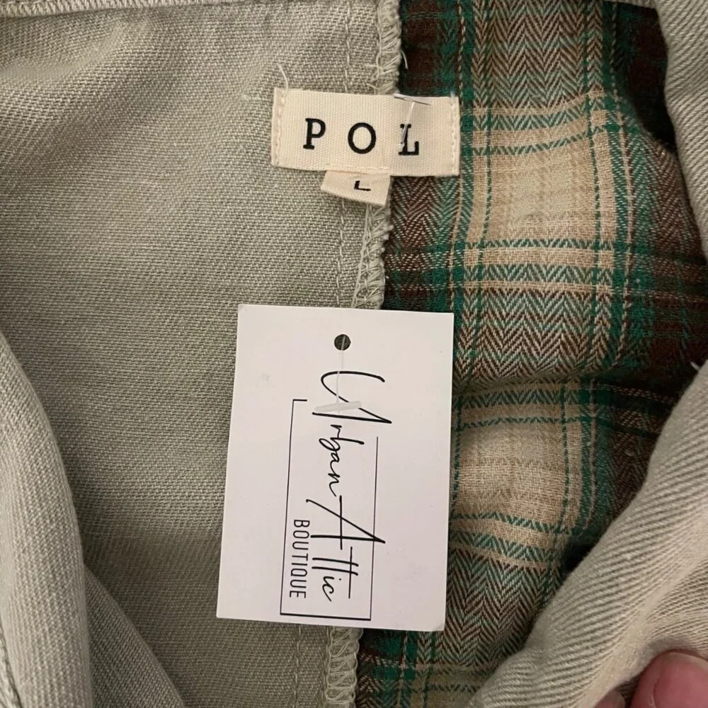 POL Women Boho Patchwork Shacket Jacket Size L Goblincore Cottagecore Grunge